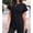 Black, variant on Womens Plain T-Shirt for Women 3/4 Sleeve Short Shirt Tops Crew Neck T Shirt Light Blue Size S
