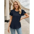 thumbnail image 2 of Weardear Women Dressy Casual Tops Business Work Blouses Summer Short Sleeve Crew Neck Shirts, 2 of 6