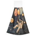 thumbnail image 7 of Yayeee Kitchen Hanging Hand Towels Set of 2 with Loop Bathroom Absorbent Tie Towel, Retro Watercolor Planet, 7 of 7