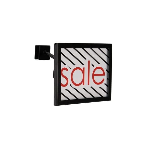 Rectangular Black Faceout Sign Holder for Dimensional Hangrail - Holds 7"W x 5 ½"H signs - Set of 2