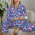 thumbnail image 6 of Uemuo Blue Flower Skull Pattern Womens Pajama Sets,PJ Set for Women,Pajamas for Women Logo,Long Sleeve Pajama Set for Women,Soft Long Sleeve Top With Pants-X-Large, 6 of 9