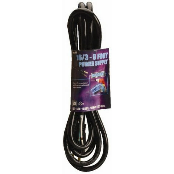 Southwire 9709SW8808 16/3 9-Foot Power Supply Replacement Cord, Heavy Duty SJTW Weather Resistant Jacket , UL Listed