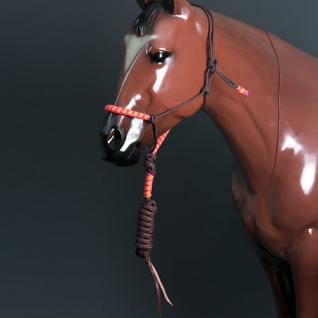 Classic Nylon Halters - CLASSIC EQUINE HORSE TWO TONE NYLON HALTER ORANGE FUCHSIA