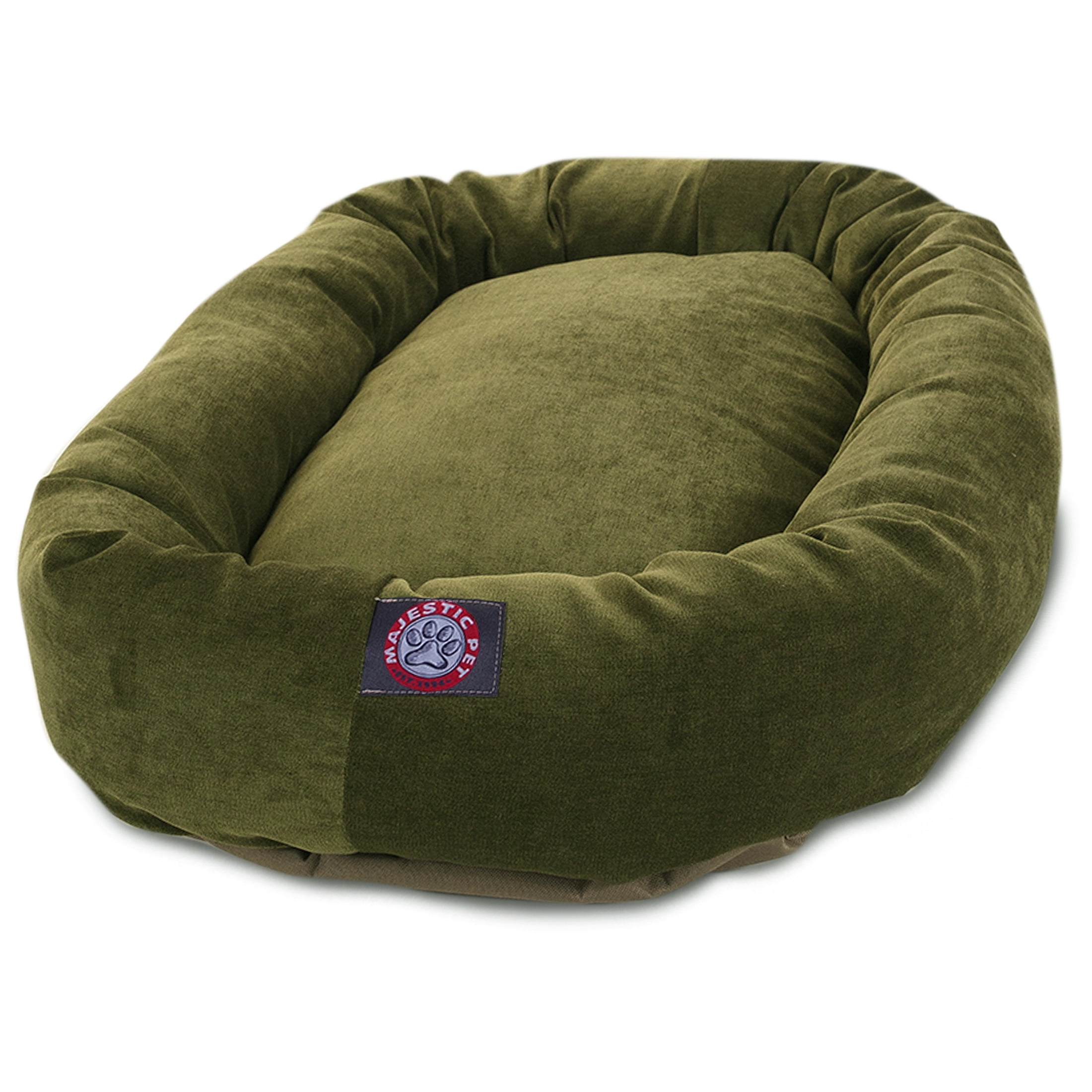Majestic Pet Villa Velvet Bagel Pet Bed for Dogs, Calming Dog Bed Washable, Extra Large, Fern