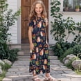thumbnail image 3 of Uourmeti Girls Elegant Maxi Dress, Guinea Pig Floral Printed Short Sleeves Dress with Pockets Summer Long Holiday Dresses, Size 5-6 Years, 3 of 7
