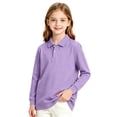 thumbnail image 2 of Girls Long Sleeve Polo Shirts Collared School Uniform Light Purple,9-10 Years, 2 of 8