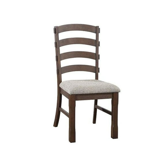 Acme Pascaline Side Chair(Set of 2) in Gray Fabric and Oak Indoor