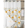 thumbnail image 3 of No Hook Shower Curtain with Snap-in Liner, Spring Daisy Waterproof Fabric Bathroom Curtains, Country Watercolor Yellow White Floral Leaf Bath Curtains & Mesh Top Window Stall 48"x72", 3 of 9