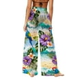 thumbnail image 6 of Tnhcen Women's Bohemian Beach Cover Up Wide Leg Pants 100% Polyester Chiffon Lightweight Flowy Tropical Print Sun Protection Swimwear Cover Up Pants S - 2XL, 6 of 7