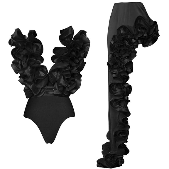 QHFBli Women One Piece Swimsuit V-Neck Ruffle Bathing Suit Padded Monokini