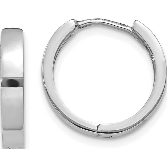 14K White Gold Round Hinged Hoop Earrings (11 X 3) Made In India tm625
