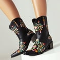 thumbnail image 6 of UngA Sexy Boots for Women Cowboy Boots Embroidered Cowgirl Boots Western Mid-Calf Knee-High Boots with Heel Black,7, 6 of 7