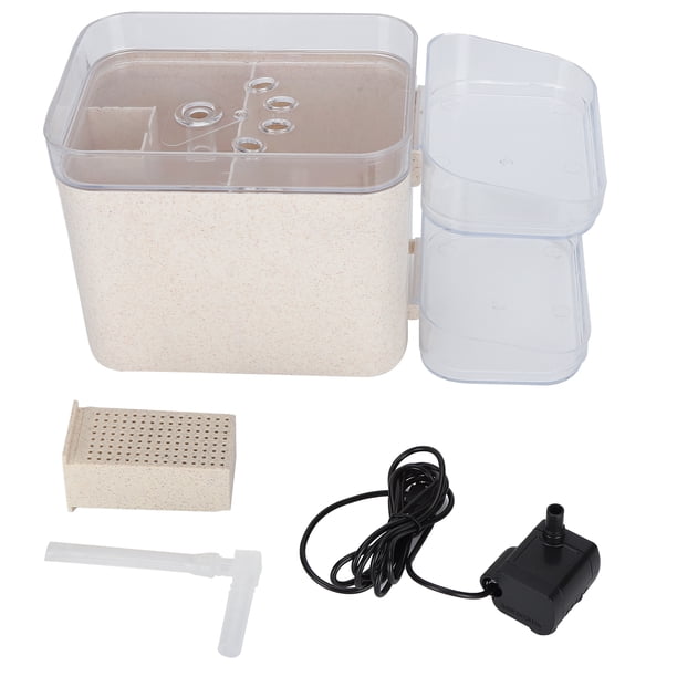 Bebedero automático para mascotas, interfaz USB, alimentador de agua para perros y gatos, dispensador de agua para mascotas, interfaz USB, cuenco doble de 5V, transparente, color beige