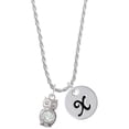 thumbnail image 1 of Delight Jewelry Silvertone 3-D Clear AB Crystal Owl Silvertone Script Initial Disc - X - Charm Necklace, 20"+3", 1 of 1