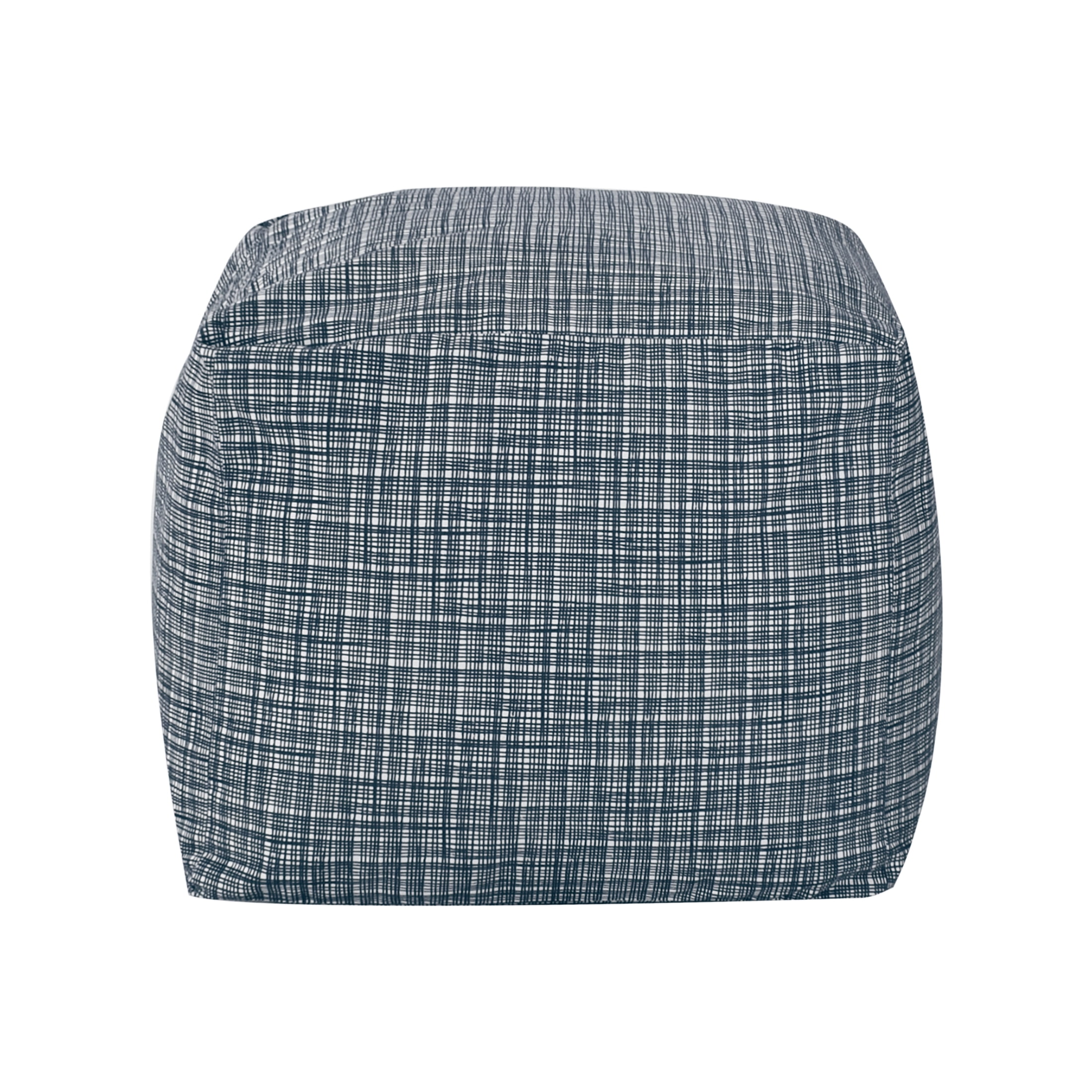 Castle Place 24" Velvet Pouf, Indigo Dye
