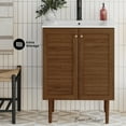 thumbnail image 2 of Bron 24" Freestanding Bathroom Vanity in Brown Oak with Sink Top, 2 of 11