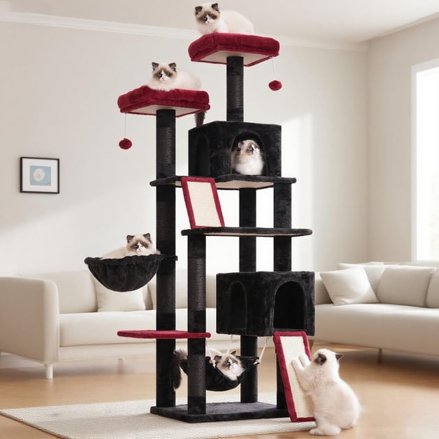 Árbol para Gatos Gitelsnour GCT032BR para Gatos de Interior de 180 cm de Altura