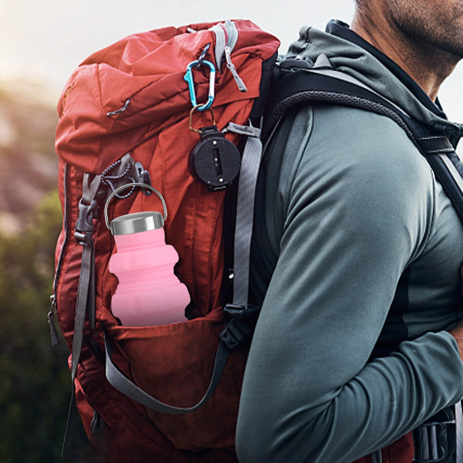 JilgTeok 5 Packs Foldable Water Bottle 500ml Leak Proof Reusable Collapsible Sports Cup for Travel Hiking Camping Gym Outdoor Activities BPA Free