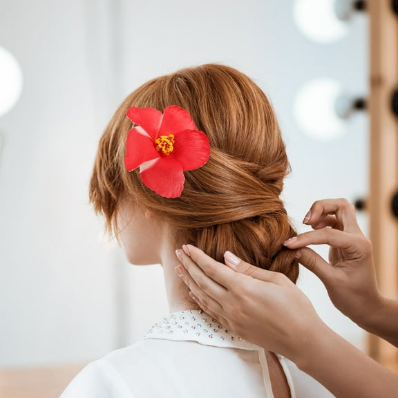 WRITWAA Hibiscus Flower Hair Clip Simulated Flower Hairpin For Women 1Pcs