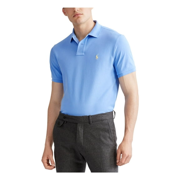 POLO RALPH LAUREN Mens Light Blue Heather Short Sleeve Classic Fit Stretch Polo XL