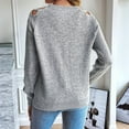 thumbnail image 5 of Women'S Y2K Fashion Solid Color Hollow Raglan Sleeve Crew Neck Sweater Light Grey M, 5 of 7