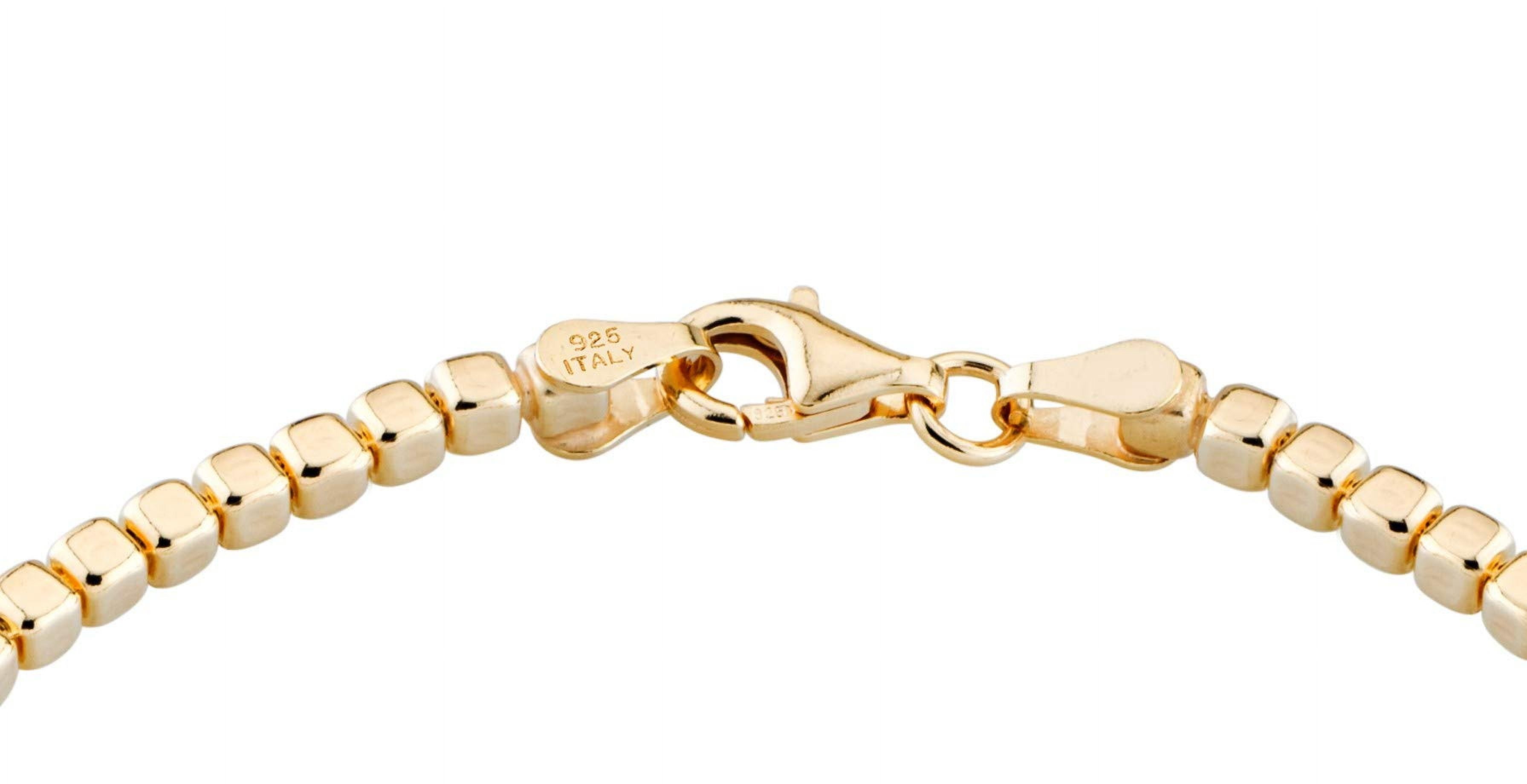 Miabella 18K Gold Over 925 Sterling Silver Organic Cube Bead Chain Bracelet for Women Men, 6.5, 7, 7.5, 8, 8.5 Inch Handmade in Italy (Length 8.5 Inches)