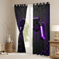 thumbnail image 3 of Manfei Cartoon Console Black Out Curtains,Modern Video Game Curtains Pack of 2 (42x63 Each),Purple Geometric Honeycomb Bedroom Curtains For Boys Teens,Super Cozy Room Decor, 3 of 6