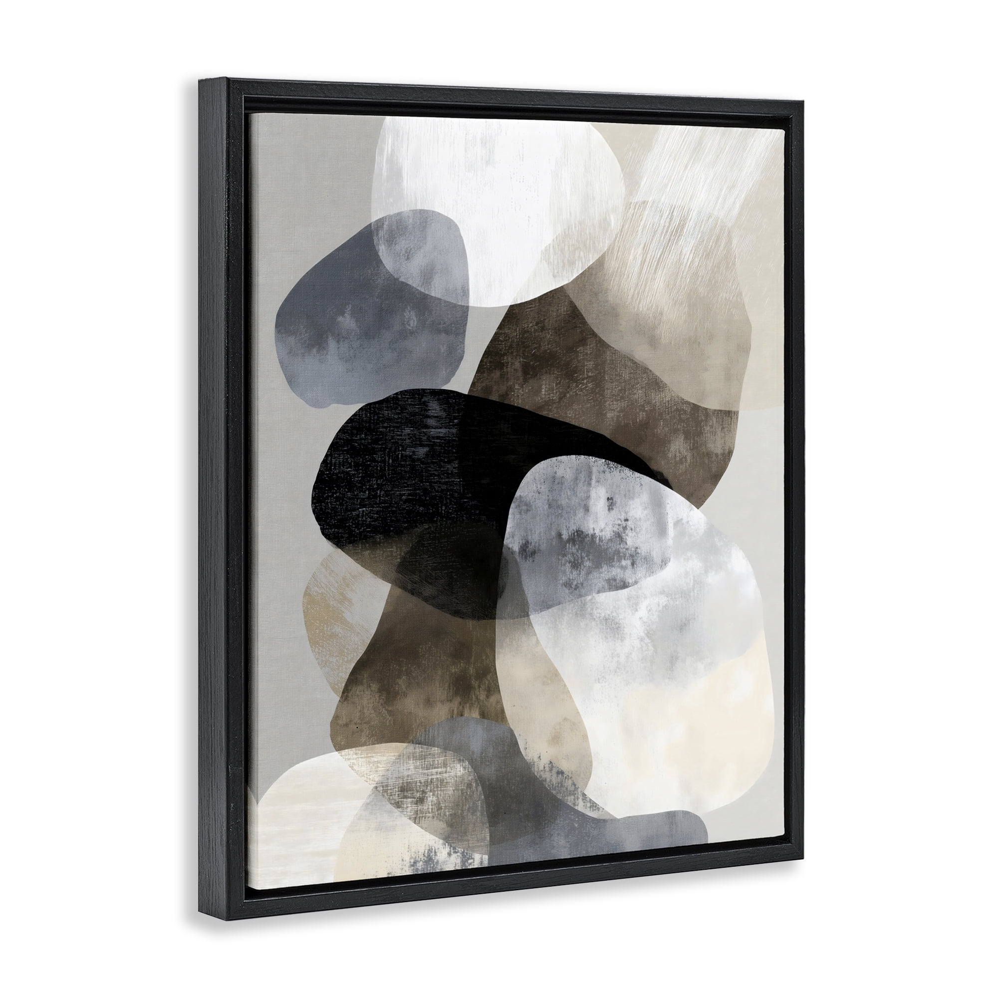 Stupell Industries Thoughts In Muted Layers Black Framed Floater Canvas Wall Art, design by Ink Drop Loft