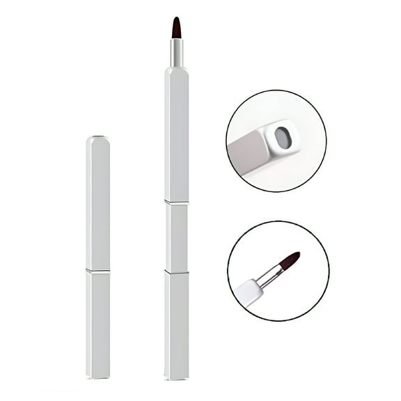 RAGUPEL 1PC Retractable Lip Brush, Silver - Professional Lipstick and Gloss Applicator for Ladies