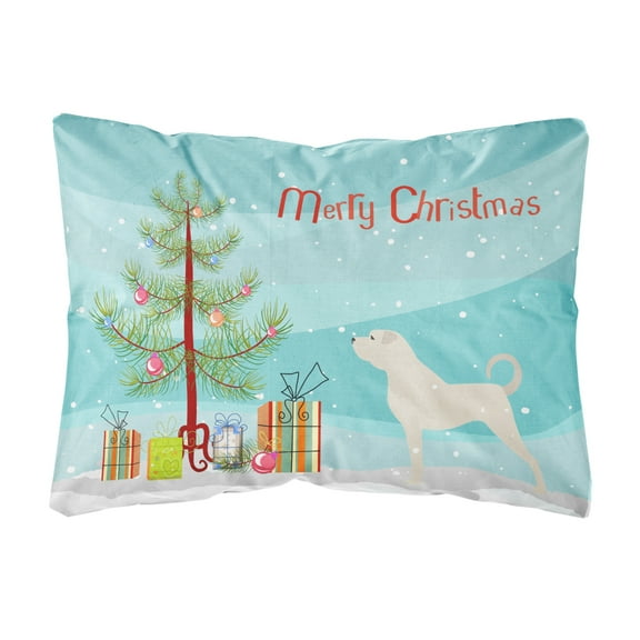 Carolines Treasures BB2995PW1216 Anatolian Shepherd Merry Christmas Tree Canvas Fabric Decorative Pillow, 12H x16W,