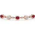 thumbnail image 3 of Gem Stone King 18K Rose Gold Plated Silver Ruby Red Mystic Topaz, and Lab Grown Diamond Bracelet for Women | 4.20 Cttw | Gemstone November Birthstone | Oval 7X5MM | Fully Adjustable 9 inch, 3 of 6