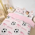thumbnail image 3 of spefrowx Cute Soccer Word Twin Duvet Cover for Girls, Pink Princess Bow Twin Bedding, Pink Reversible, 2pcs, 1 Duvet Cover and 1 Pillowcase, 3 of 6