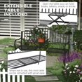 thumbnail image 3 of Outdoor Bench with Retractable Middle Table, Metal Frame Patio Loveseat with Slatted Seat and Backrest, Curved Armrests, Black, 3 of 7