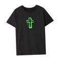 thumbnail image 4 of Camiseta de verano para mujer, camiseta de manga corta suave y sencilla para viajar, acampar en la calle Negro, 4 of 7