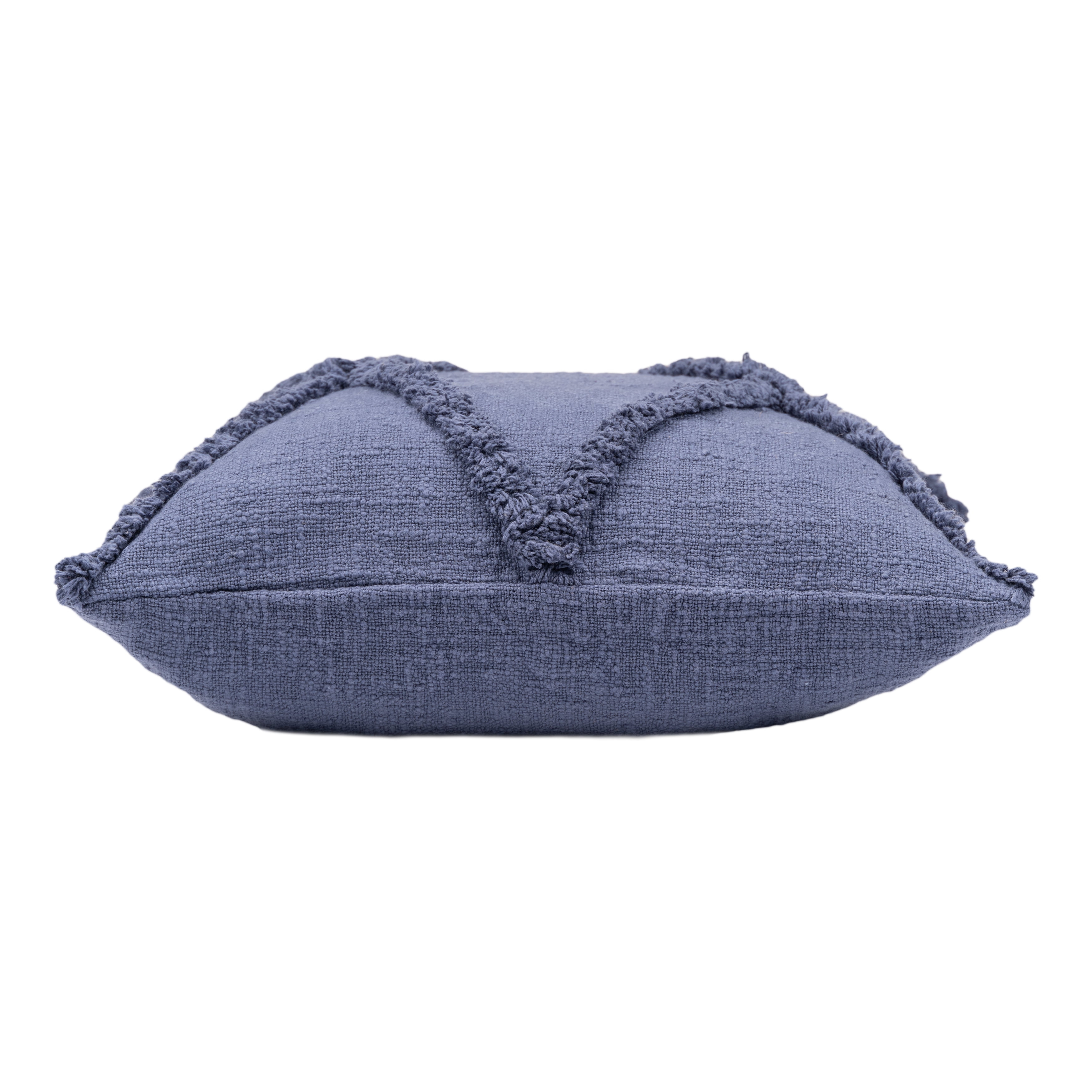 Ox Bay Sara Set of 4 Shag Diamond 18" x 18" Denim Cotton Adult Decorative Throw Pillow Covers
