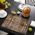 thumbnail image 3 of Leopard Printed Placemats Set of 4, Modern Animals Textured Brown Placemats for Dining Table, Place Mats for Kitchen Tabletop, Waterproof Wipeable Dining Table Mats Set, 3 of 9