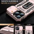 thumbnail image 2 of for iPhone 13 Pro Case with Sliding Camera Cover + Screen Protector - Metal Magnetic Kickstand - Military-Grade Shockproof Matte Protective Phone Cover 6.1" for Men Women Girls - Rose Gold, 2 of 13