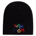 thumbnail image 5 of Colorful Super Mom Embroidered 8 inch Acrylic Short Beanie - Black OSFM, 5 of 5