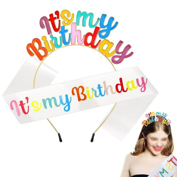 Birthday Headband For Women, Rainbow Birthday Crown, Crown Headband, Birthday Gifts For Women, Sweet Happy Birthday Accessories, Party Supplies