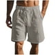 thumbnail image 1 of Pantalones Cortos para Hombre de Cintura Elástica con Bolsillos Imitación de Algodón de Lino Pantalones Cortos de Color Sólido, Pantalones Casuales Transpirables con Cordón, 1 of 6