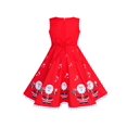 thumbnail image 2 of Girls Dress Red Santa Claus Printed Christmas Party Winter Holiday 5 Years, 2 of 6