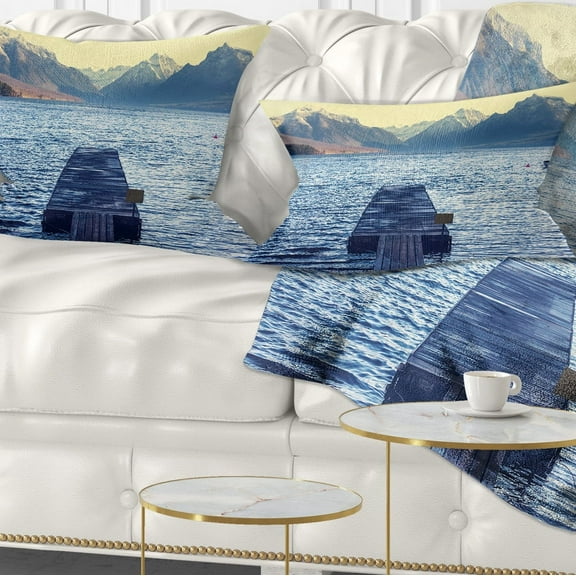 Designart 12" x 20" Blue Polyester Throw Pillow