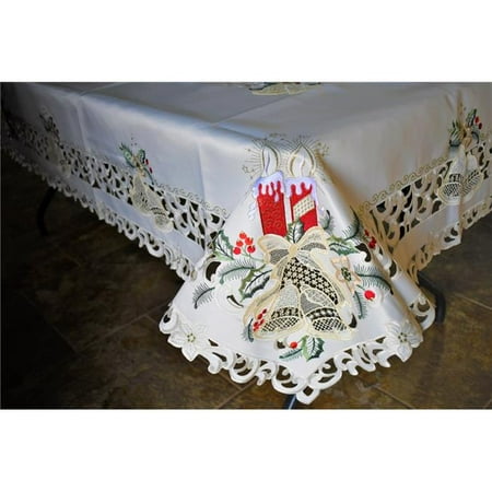 

Sinobrite H8675-R-68x126 68 x 126 in. Red Candle & Bells Tablecloth