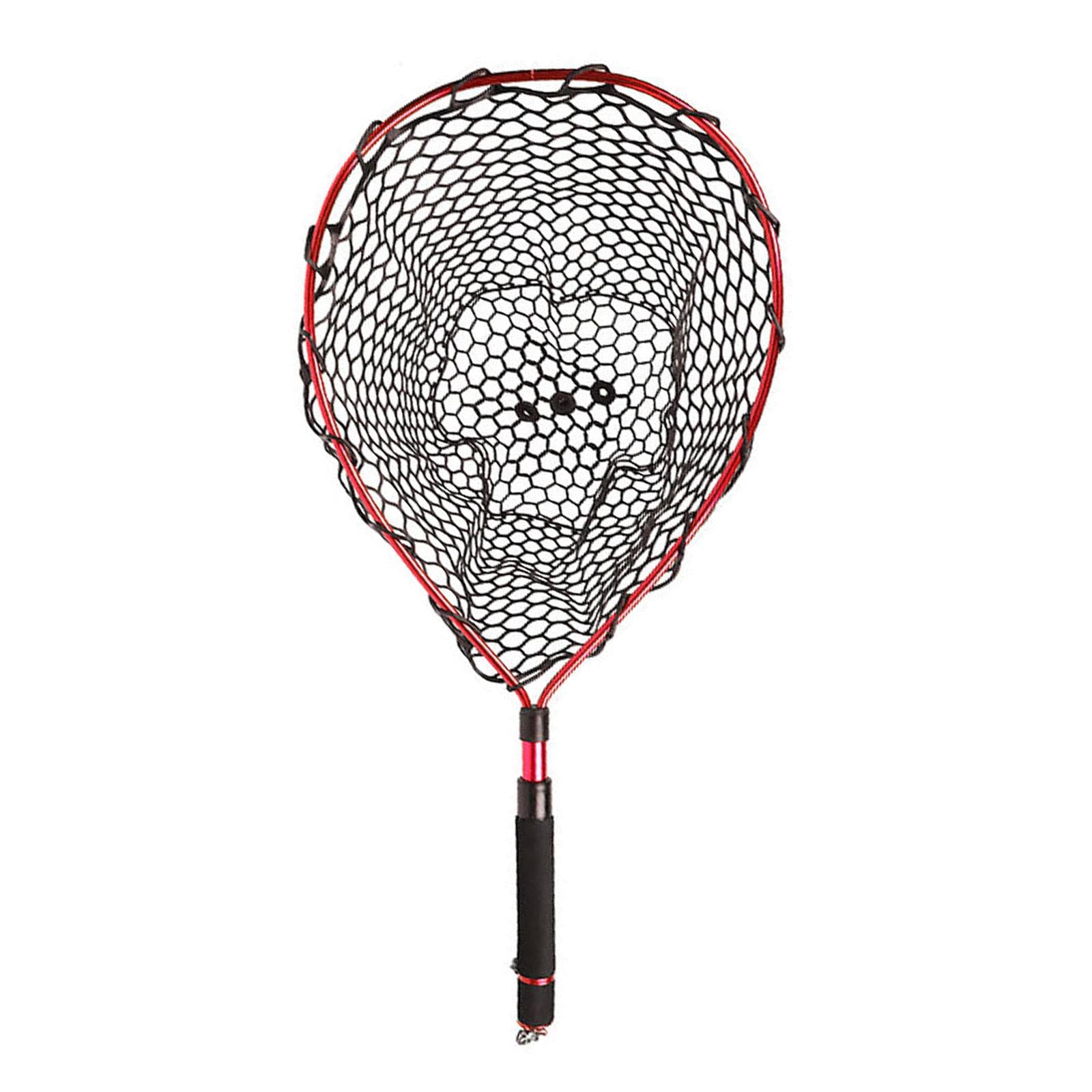 figatia Fishing Landing Net Extendable EVA Handle Fishing Net for Bass Prawns Salmon Red