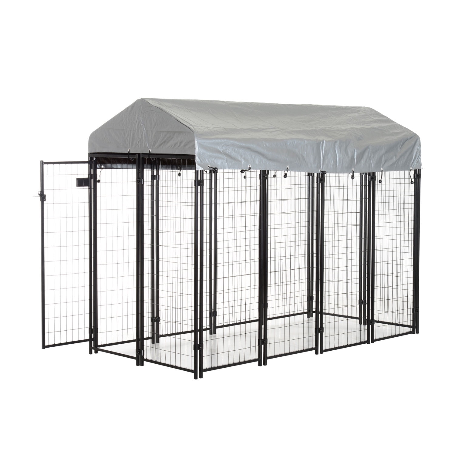 PawHut Outdoor Galvanized Metal Dog Kennel Playpen With UV And Water Resistant Tarp Cover, 97 inch