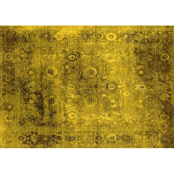 Ahgly Company Indoor Rectangle Oriental Yellow Industrial Area Rugs, 8' x 10'