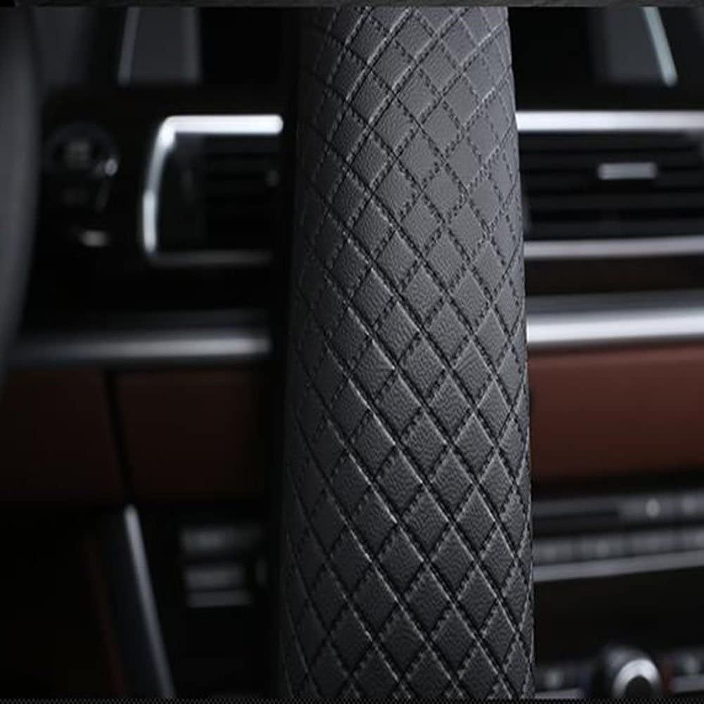 Car Steering Wheel Cover Leather Universal 15 Inch Fit, Anti-Slip Odor-Free, Black Blue