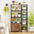 thumbnail image 4 of Costway 55.5" Tall Bookcase with 2-Door Cabinet Metal Frame Freestanding Display Rack, 4 of 10
