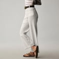 thumbnail image 6 of Women's stretch twill cotton cropped wide-leg jeans with pockets, casual ankle-length jeans, 6 of 9