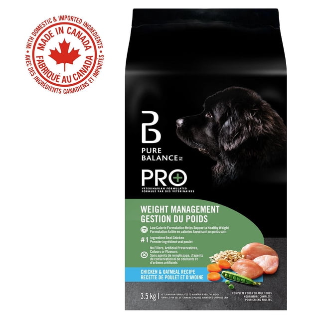 Pure Balance Pro+ Weight Management, Chicken & Oatmeal Recipe Dry Dog Food 3.5KG
